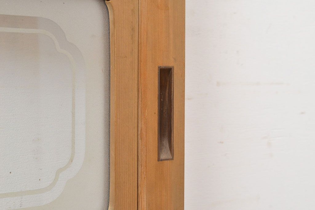 アンティーク建具　腰板のケヤキ材がアクセントになった格子戸1枚(引き戸)(R-050338)