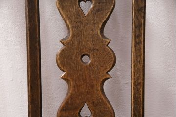 中古　神戸家具　永田良介商店　素朴なアンティークスタイルを楽しめるスカシ型食堂椅子(チェア、イス)(R-050341)