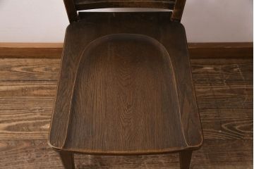 中古　神戸家具　永田良介商店　素朴なアンティークスタイルを楽しめるスカシ型食堂椅子(チェア、イス)(R-050341)