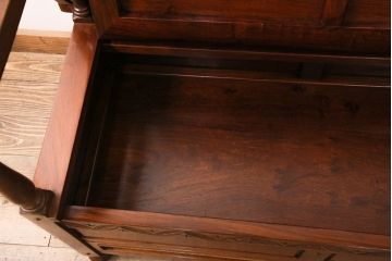 中古　カリン材製　高級家具　いろいろな使い方を楽しめる、便利なモンクスベンチ(ブランケットボックス、テーブル、サイドボード、花梨材)(R-050345)