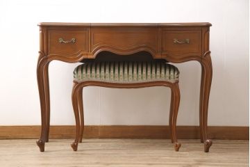 中古　美品　DREXEL HERITAGE(ドレクセルヘリテイジ)　Touraine(ツーレイン)シリーズ　マホガニー材製のドレッサーとチェアセット(テーブル、ワークデスク、作業台、椅子)(R-050346)