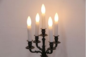 ヴィンテージ照明　フランスビンテージ　クリストフル　キャンドルスタンド型のテーブルスタンド(テーブルランプ、卓上照明)(R-050348)