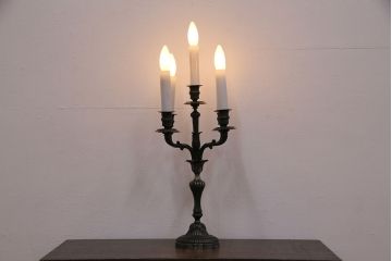 ヴィンテージ照明　フランスビンテージ　クリストフル　キャンドルスタンド型のテーブルスタンド(テーブルランプ、卓上照明)(R-050348)