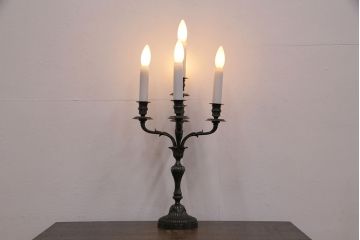 ヴィンテージ照明　フランスビンテージ　クリストフル　キャンドルスタンド型のテーブルスタンド(テーブルランプ、卓上照明)(R-050349)
