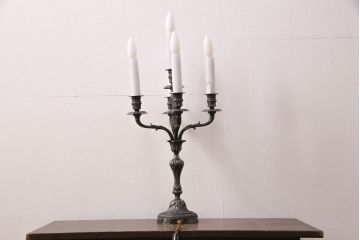 ヴィンテージ照明　フランスビンテージ　クリストフル　キャンドルスタンド型のテーブルスタンド(テーブルランプ、卓上照明)(R-050349)