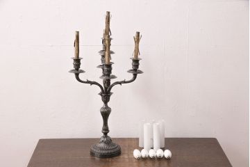ヴィンテージ照明　フランスビンテージ　クリストフル　キャンドルスタンド型のテーブルスタンド(テーブルランプ、卓上照明)(R-050349)