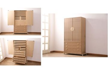 中古　国産　広島・府中家具　衣装盆付き　収納力抜群!上品な佇まいが魅力の総桐箪笥(並厚、和タンス、衣装箪笥、着物箪笥、桐たんす)(R-050353)