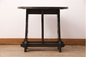 アンティーク家具　ナラ材　凝ったつくりの脚が魅力的なバタフライテーブル(ラウンドテーブル、コーヒーテーブル、ドロップリーフテーブル)(R-050355)