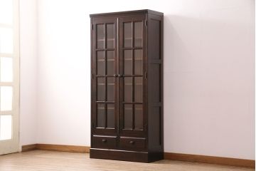 中古　美品　北海道民芸家具　HM114K　飾り棚にもおすすめ!上品な雰囲気の本箱(ブックケース、キャビネット、飾り棚、収納棚)(定価約25万7千円)(R-050360)