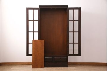 中古　美品　北海道民芸家具　HM114K　飾り棚にもおすすめ!上品な雰囲気の本箱(ブックケース、キャビネット、飾り棚、収納棚)(定価約25万7千円)(R-050360)