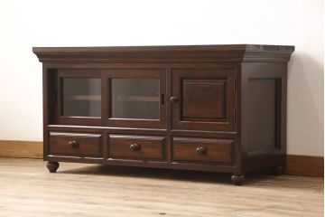 中古　美品　松本民芸家具　当店リメイク　和と洋どちらの空間にも取り入れやすいローボード(収納棚、戸棚、サイドボード、テレビ台、テレビボード)(R-050365)