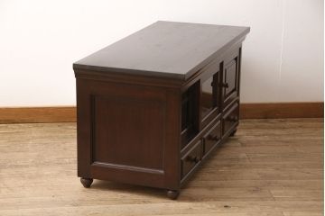 中古　美品　松本民芸家具　当店リメイク　和と洋どちらの空間にも取り入れやすいローボード(収納棚、戸棚、サイドボード、テレビ台、テレビボード)(R-050365)