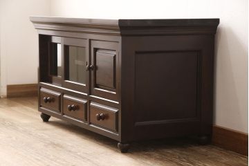 中古　美品　松本民芸家具　当店リメイク　和と洋どちらの空間にも取り入れやすいローボード(収納棚、戸棚、サイドボード、テレビ台、テレビボード)(R-050365)