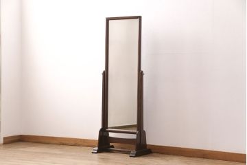 中古　美品　松本民芸家具　シンプルなデザインが魅力的なD型姿見(ミラー、鏡)(定価約12万円)(R-050369)
