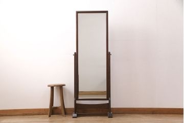 中古　美品　松本民芸家具　シンプルなデザインが魅力的なD型姿見(ミラー、鏡)(定価約12万円)(R-050369)