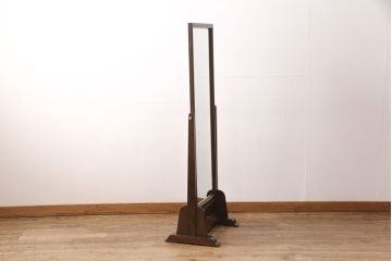 中古　美品　松本民芸家具　シンプルなデザインが魅力的なD型姿見(ミラー、鏡)(定価約12万円)(R-050369)
