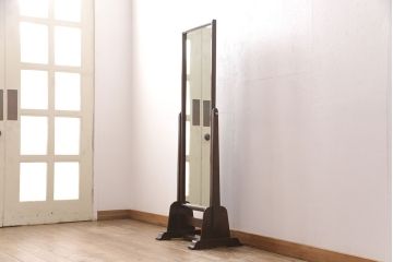 中古　美品　松本民芸家具　シンプルなデザインが魅力的なD型姿見(ミラー、鏡)(定価約12万円)(R-050369)