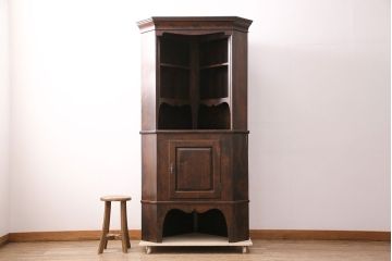 中古　民芸家具　松本民芸家具　B型隅棚(コーナーキャビネット、収納棚、戸棚、飾り棚、ラック)(定価約90万円)(R-050379)