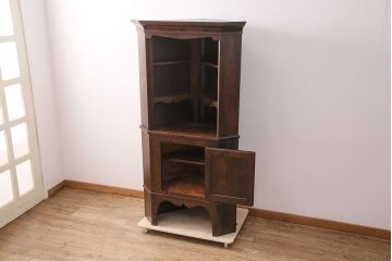 中古　民芸家具　松本民芸家具　B型隅棚(コーナーキャビネット、収納棚、戸棚、飾り棚、ラック)(定価約90万円)(R-050379)
