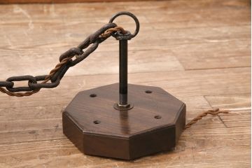 アンティーク照明　高級品　繊細な透かしが目を引く銅製の吊り灯篭(吊り灯籠、吊り下げ照明、天井照明)(R-050389)