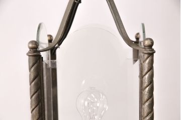 アンティーク照明　和製アンティーク　4面ガラス製の希少なデザインが魅力的な吊り下げ照明(天井照明、ペンダントライト)(R-050392)