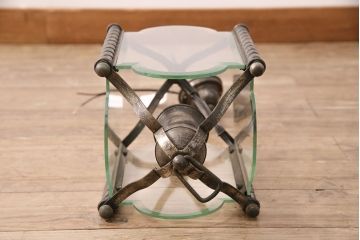 アンティーク照明　和製アンティーク　4面ガラス製の希少なデザインが魅力的な吊り下げ照明(天井照明、ペンダントライト)(R-050392)