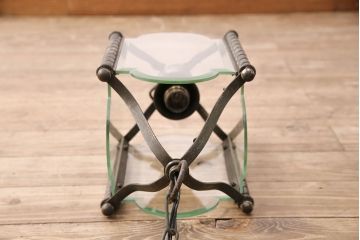 アンティーク照明　和製アンティーク　4面ガラス製の希少なデザインが魅力的な吊り下げ照明(天井照明、ペンダントライト)(R-050392)