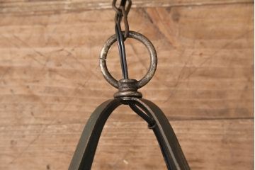 アンティーク照明　和製アンティーク　4面ガラス製の希少なデザインが魅力的な吊り下げ照明(天井照明、ペンダントライト)(R-050393)