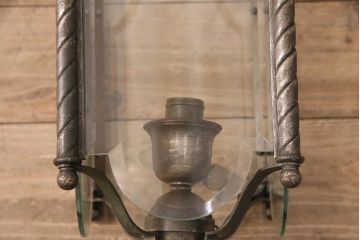 アンティーク照明　和製アンティーク　4面ガラス製の希少なデザインが魅力的な吊り下げ照明(天井照明、ペンダントライト)(R-050393)