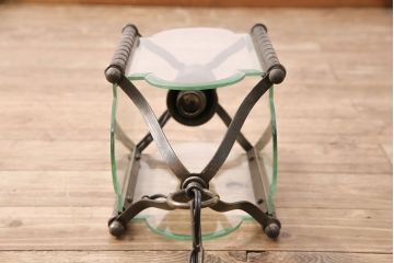 アンティーク照明　和製アンティーク　4面ガラス製の希少なデザインが魅力的な吊り下げ照明(天井照明、ペンダントライト)(R-050393)