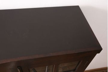 中古　松本民芸家具　シックな佇まいが魅力のG-1型面取り食器棚(収納棚、カップボード)(R-050396)
