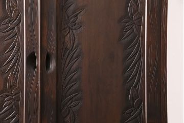 中古　軽井沢彫　衣装盆付き　菖蒲の彫刻が美しい和箪笥(衣装タンス、チェスト、着物箪笥、収納箪笥、整理箪笥)(R-050398)