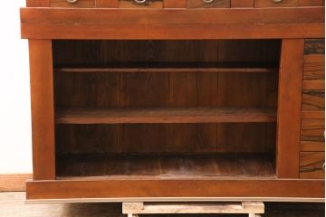 和製アンティーク　上手物!堂々とした存在感を放つ、珍しい五尺サイズの水屋箪笥(収納棚、戸棚、重ね箪笥、食器棚)(R-050403)