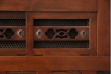 和製アンティーク　上手物!堂々とした存在感を放つ、珍しい五尺サイズの水屋箪笥(収納棚、戸棚、重ね箪笥、食器棚)(R-050403)