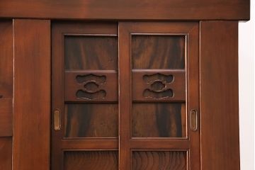 和製アンティーク　上手物!堂々とした存在感を放つ、珍しい五尺サイズの水屋箪笥・上段(サイドボード、収納棚、戸棚、重ね箪笥)(R-050404)