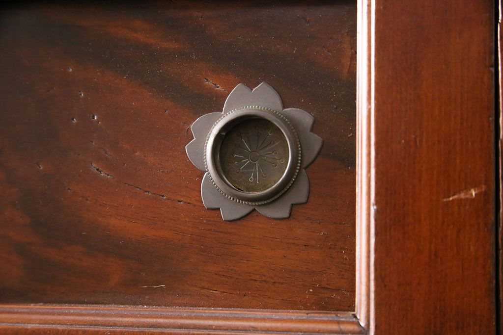 和製アンティーク　上手物!堂々とした存在感を放つ、珍しい五尺サイズの水屋箪笥・上段(サイドボード、収納棚、戸棚、重ね箪笥)(R-050404)