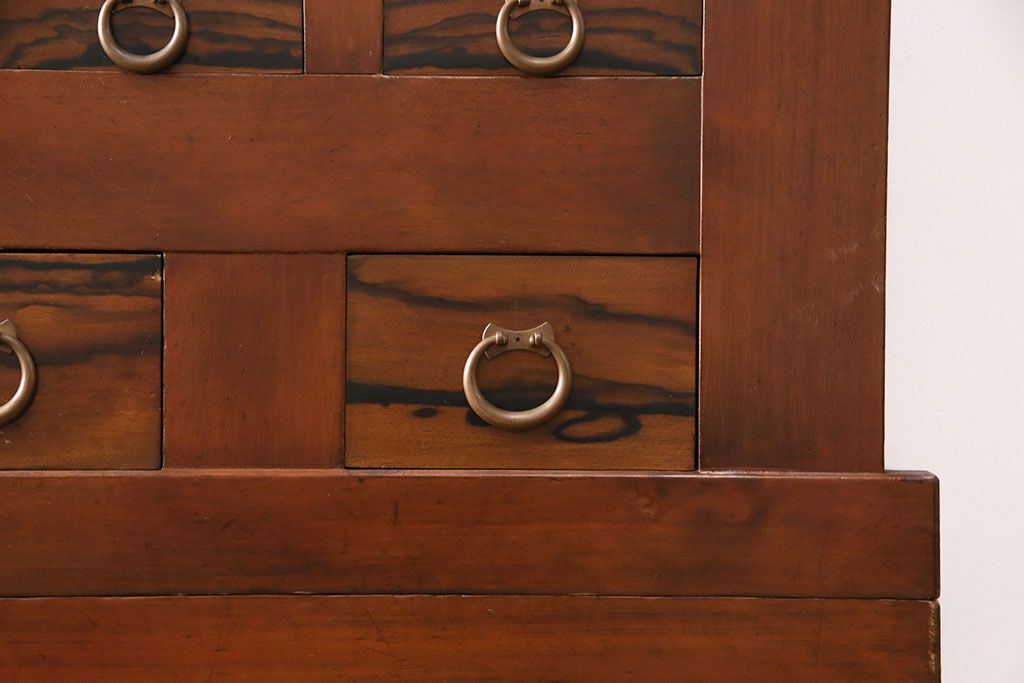 和製アンティーク　上手物!堂々とした存在感を放つ、珍しい五尺サイズの水屋箪笥・上段(サイドボード、収納棚、戸棚、重ね箪笥)(R-050404)