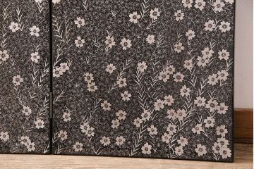 中古　美品　民芸家具　木曽塗り　3種の花の図柄が空間を彩る衝立(つい立て、パーテーション)(R-050410)