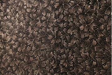 中古　美品　民芸家具　木曽塗り　3種の花の図柄が空間を彩る衝立(つい立て、パーテーション)(R-050410)