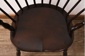 中古　美品　松本民芸家具　#91型　落ち着きのある空間を演出するキャプテンチェア(アームチェア、板座チェア、椅子、ダイニングチェア)(R-050412)
