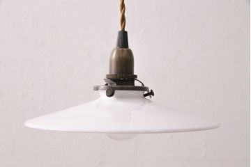 アンティーク照明　レトロな平笠シェードのペンダントライト2個セット(天井照明、吊り下げ照明、電笠)(R-050423)