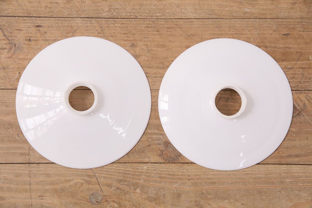 アンティーク照明　レトロな平笠シェードのペンダントライト2個セット(天井照明、吊り下げ照明、電笠)(R-050423)