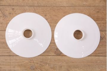 アンティーク照明　レトロな平笠シェードのペンダントライト2個セット(天井照明、吊り下げ照明、電笠)(R-050423)