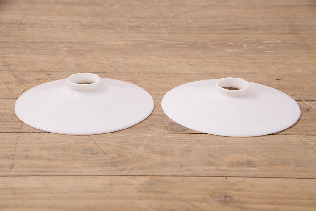 アンティーク照明　レトロな平笠シェードのペンダントライト2個セット(天井照明、吊り下げ照明、電笠)(R-050423)