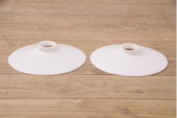 アンティーク照明　レトロな平笠シェードのペンダントライト2個セット(天井照明、吊り下げ照明、電笠)(R-050423)