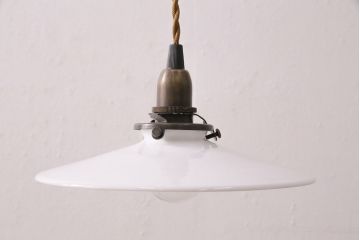 アンティーク照明　レトロな平笠シェードのペンダントライト2個セット(天井照明、吊り下げ照明、電笠)(R-050424)