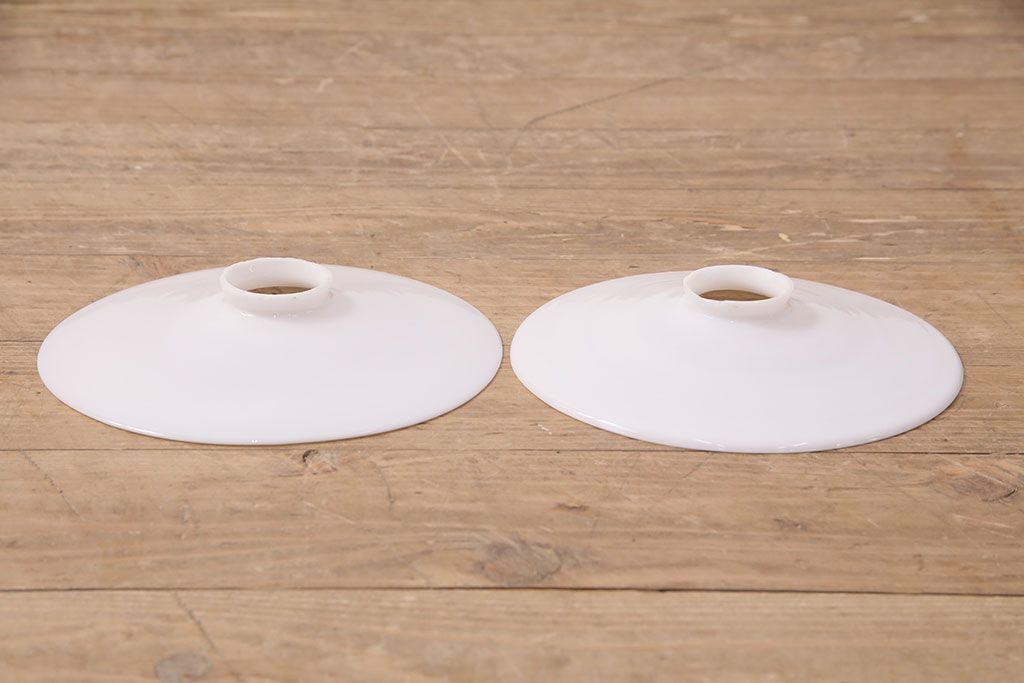 アンティーク照明　レトロな平笠シェードのペンダントライト2個セット(天井照明、吊り下げ照明、電笠)(R-050424)