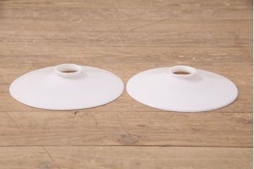 アンティーク照明　レトロな平笠シェードのペンダントライト2個セット(天井照明、吊り下げ照明、電笠)(R-050424)