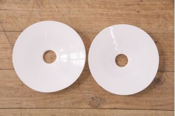 アンティーク照明　レトロな平笠シェードのペンダントライト2個セット(天井照明、吊り下げ照明、電笠)(R-050424)