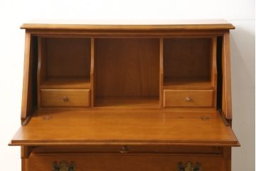 中古　横浜クラシック家具　ダニエル(Daniel)　アーリーアメリカン　気品漂うライティングビューロー(ワークデスク、机、在宅ワーク、在宅用チェスト)(R-050432)